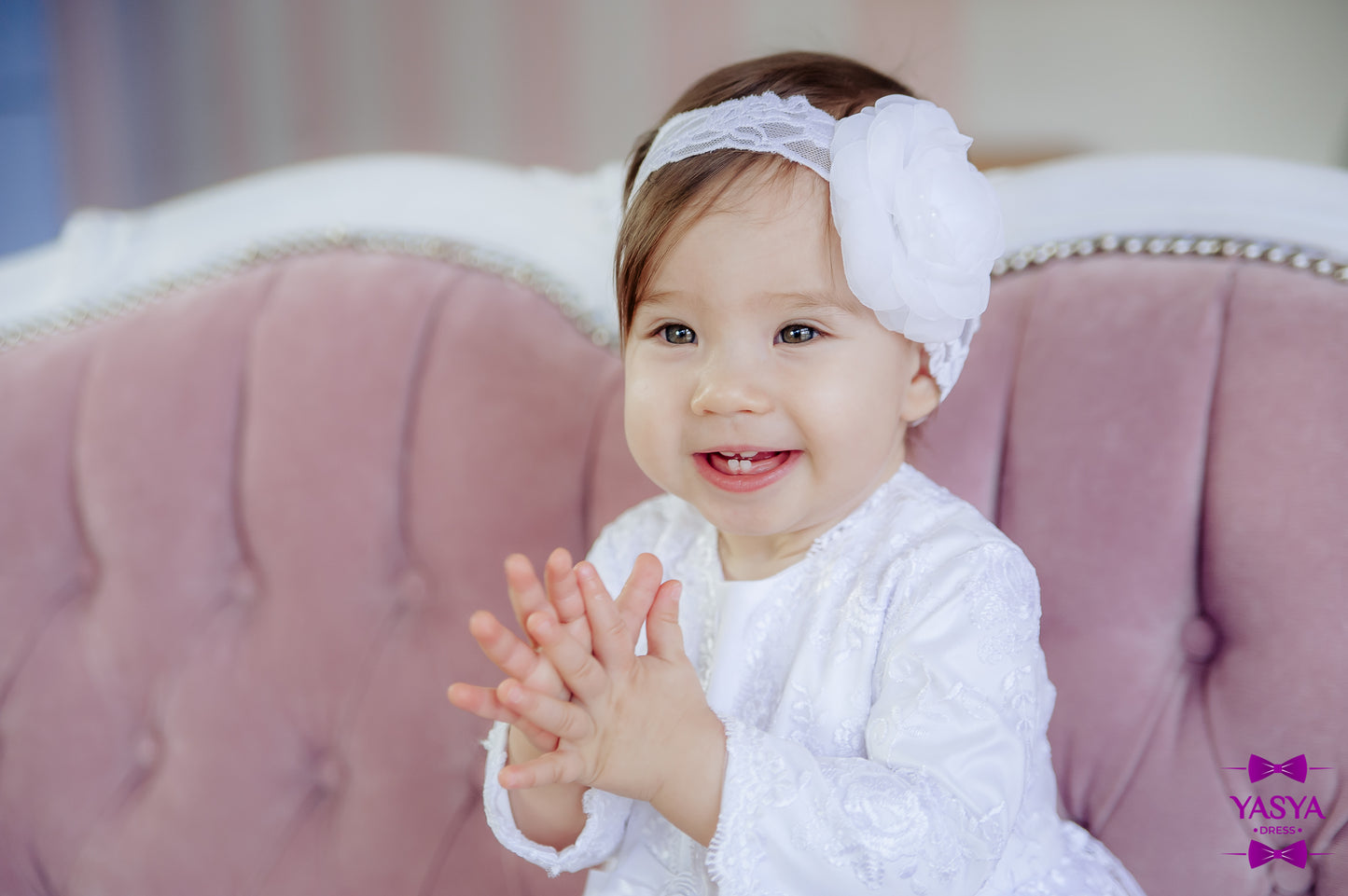 White baptism headband