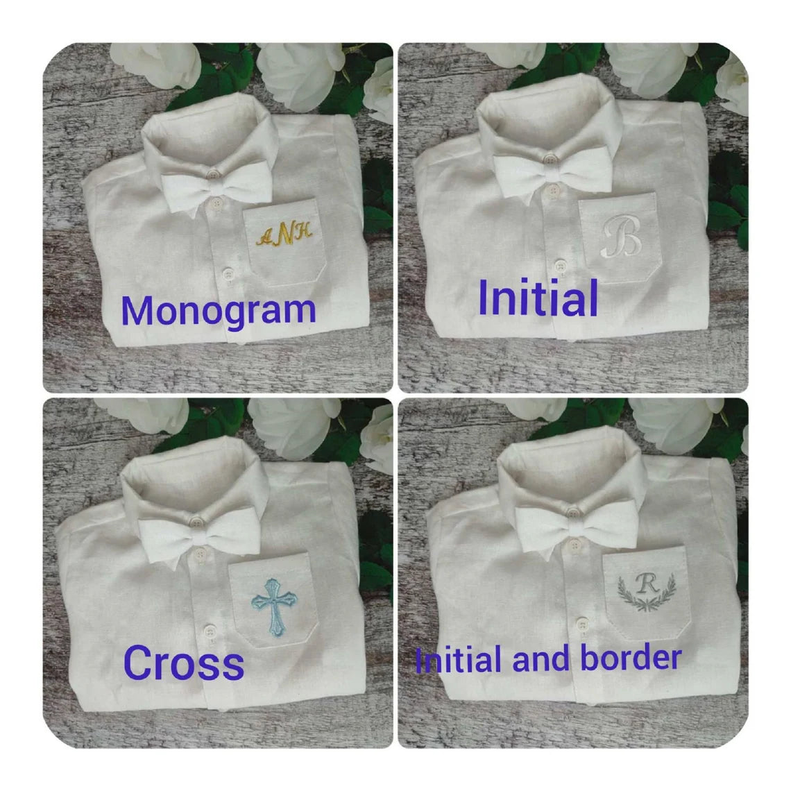 Linen baby boy baptism outfit