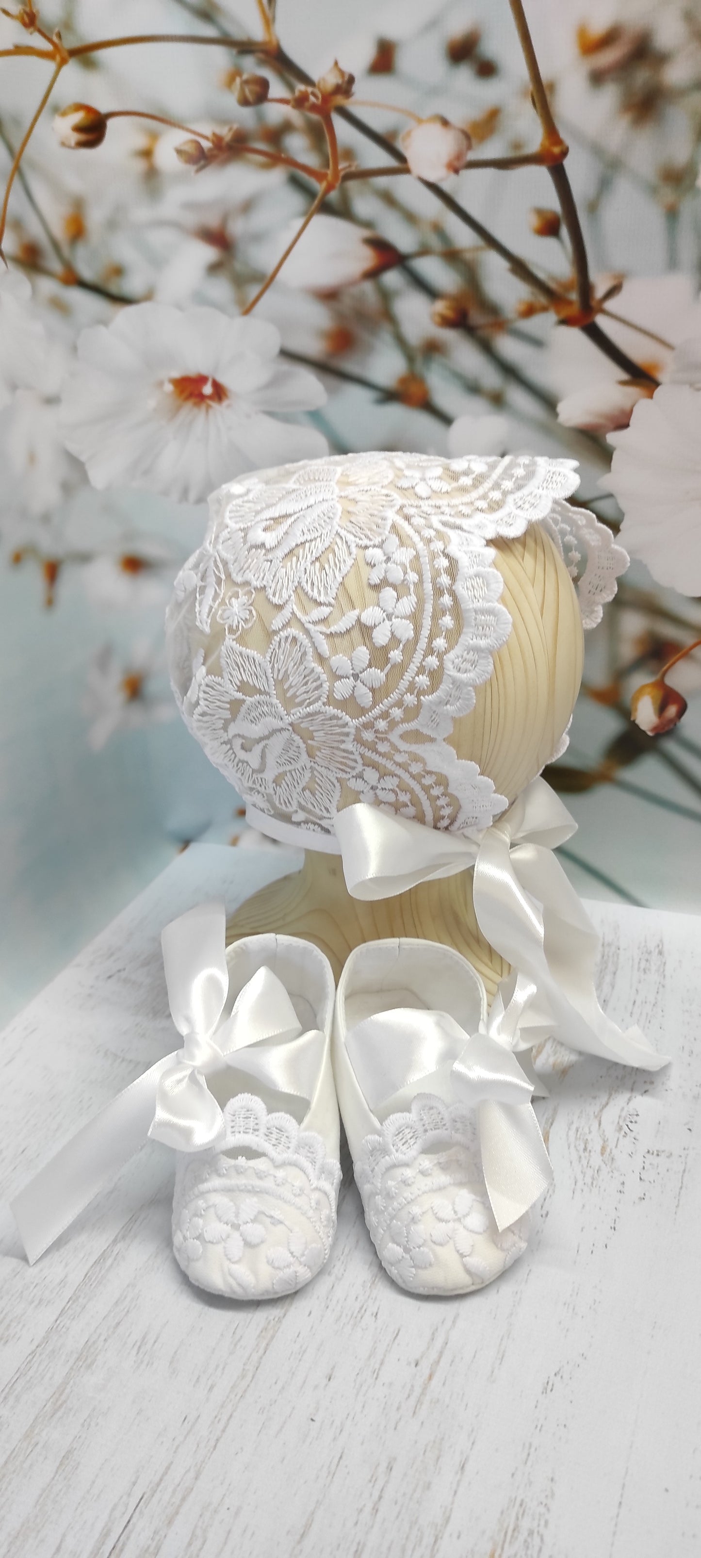  Christening bonnet and shoes
