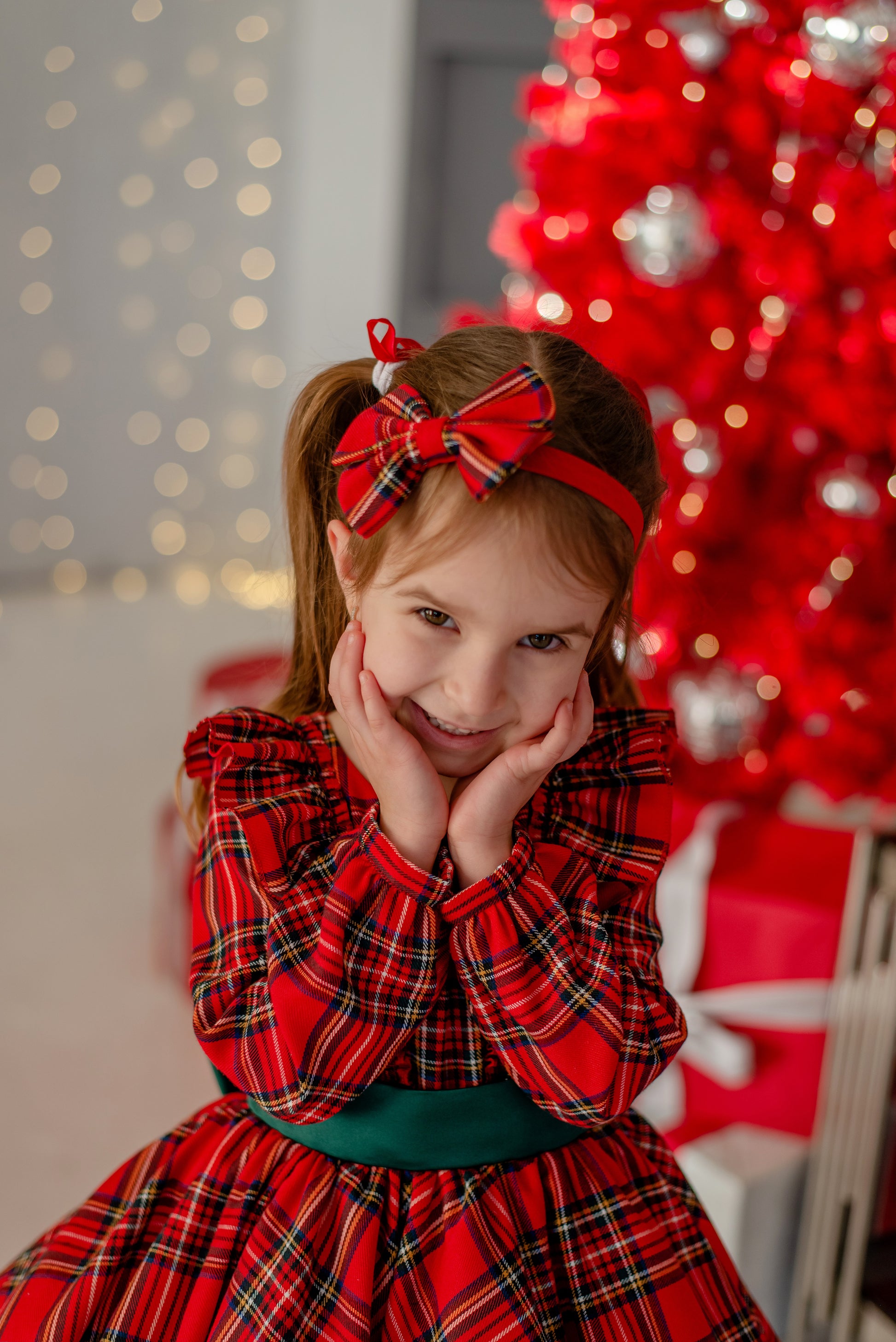 Christmas dress in classic red and green tartan