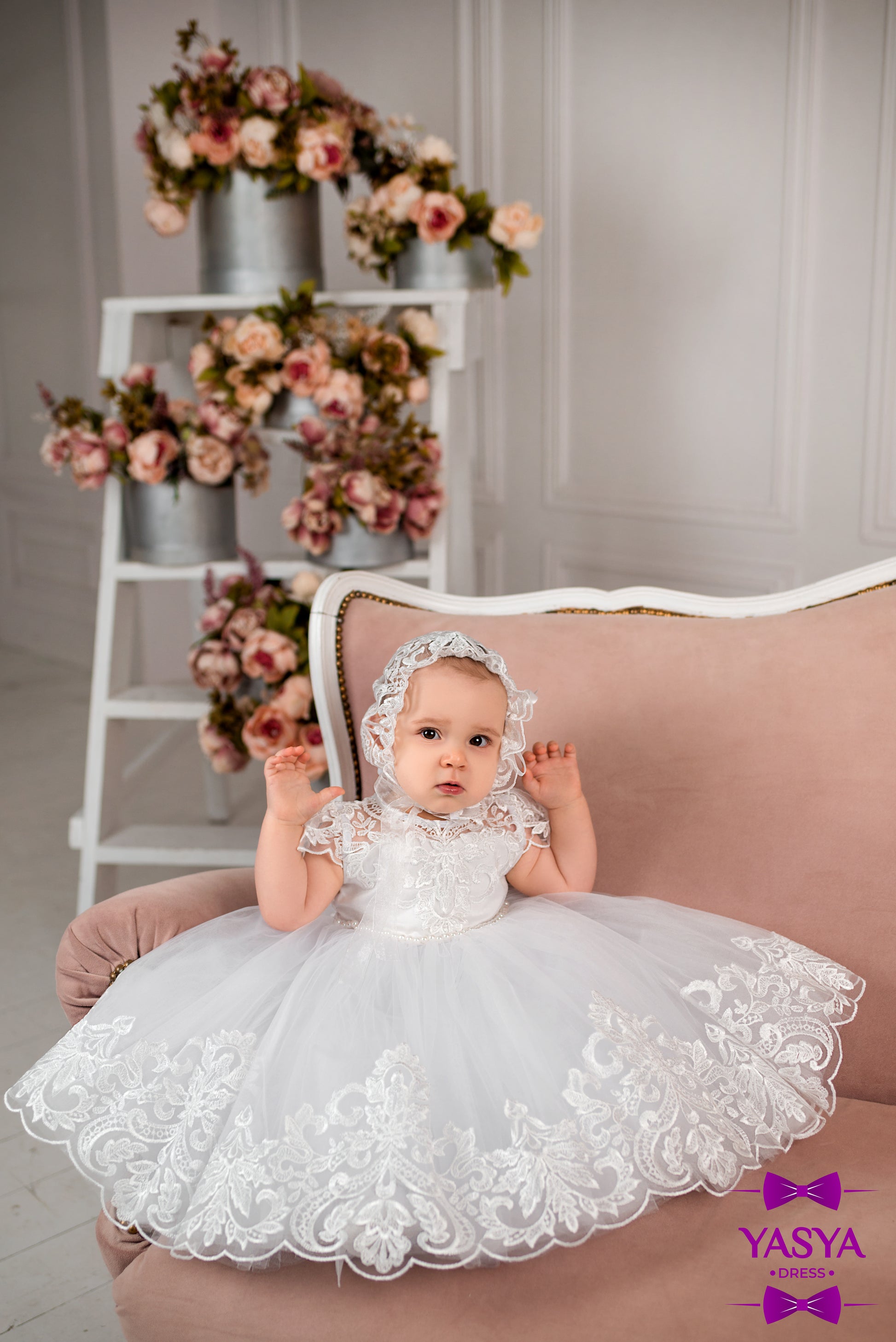 elegant baby dress Pink Seersucker Collared Dress