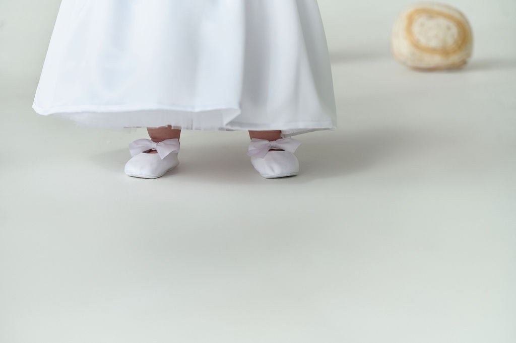 White Newborn Christening Dress Set — 2-in-1 Convertible Baptism Gown with Short Inner Dress and Long Lace Overdress