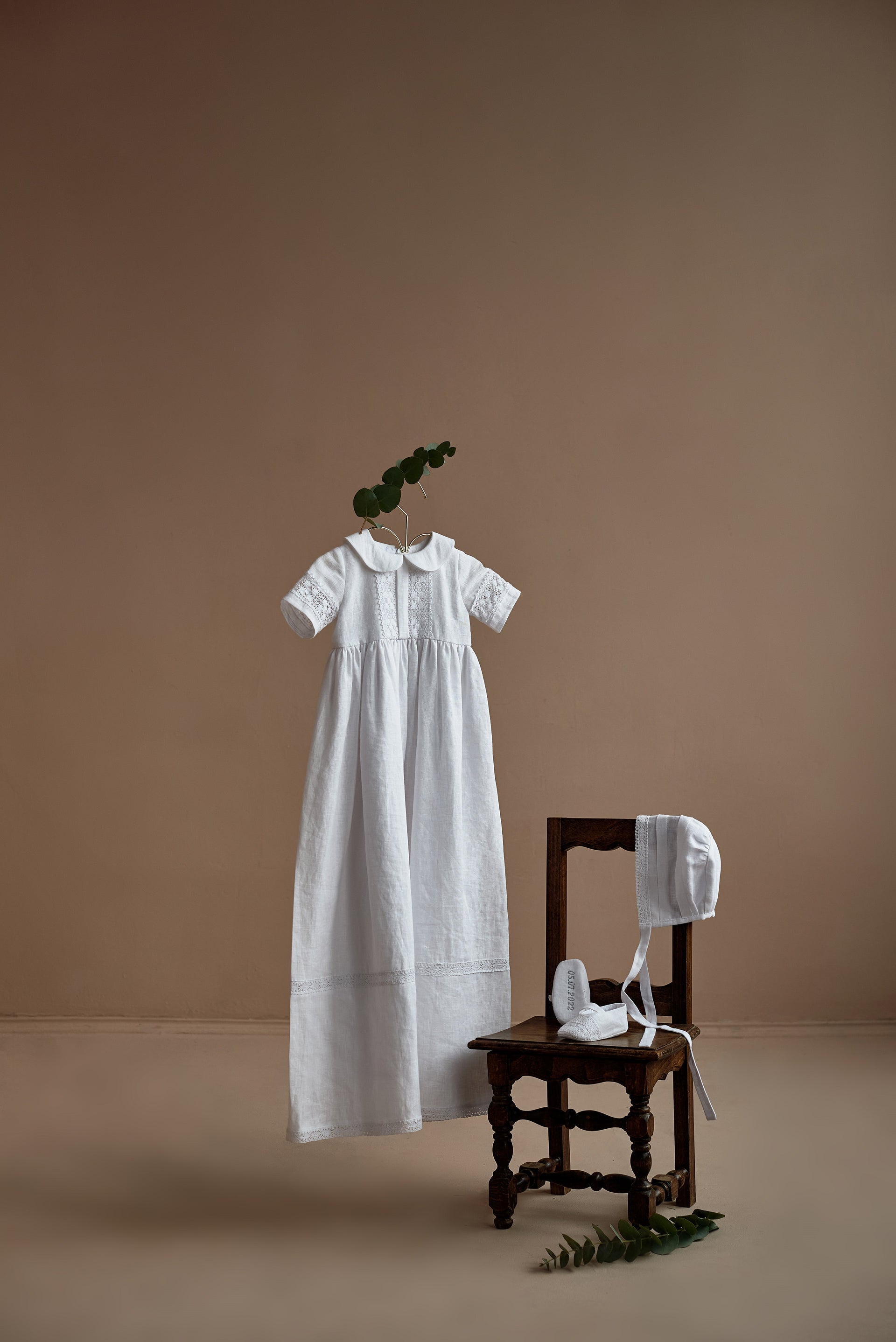 vintage baptism dress Unisex Gown Linen 0-3 months / Gown+bonnet+bib Women's Multi Fit & Size AUS:4XL Strasburg Children Heirloom Christening RD-04.15.25