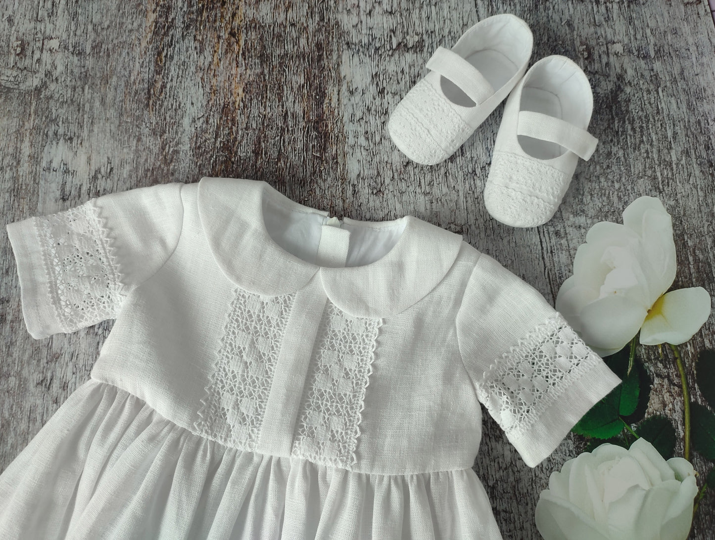 Unisex Baptism Gown Linen Vintage