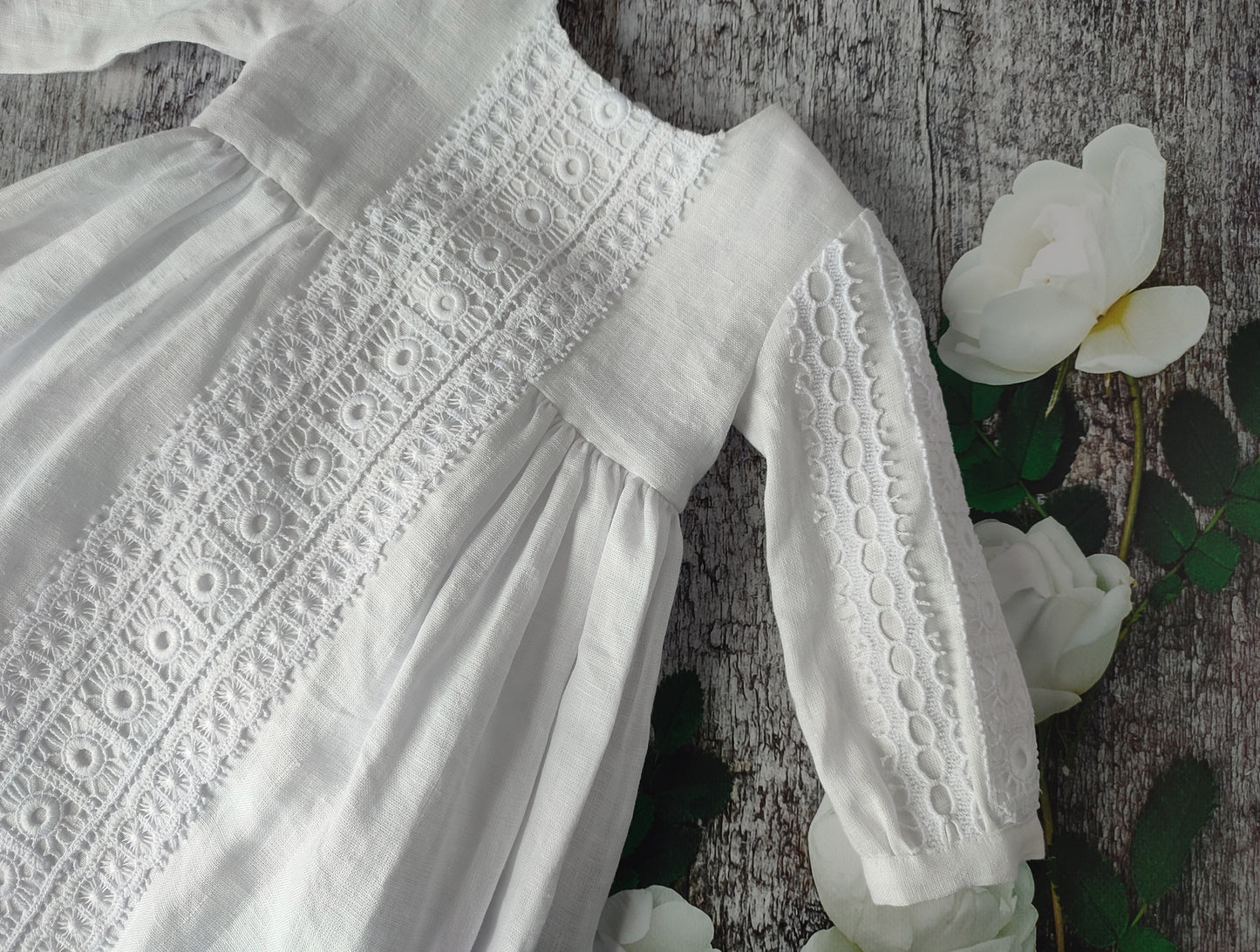 Vintage Unisex Linen Christening Gown